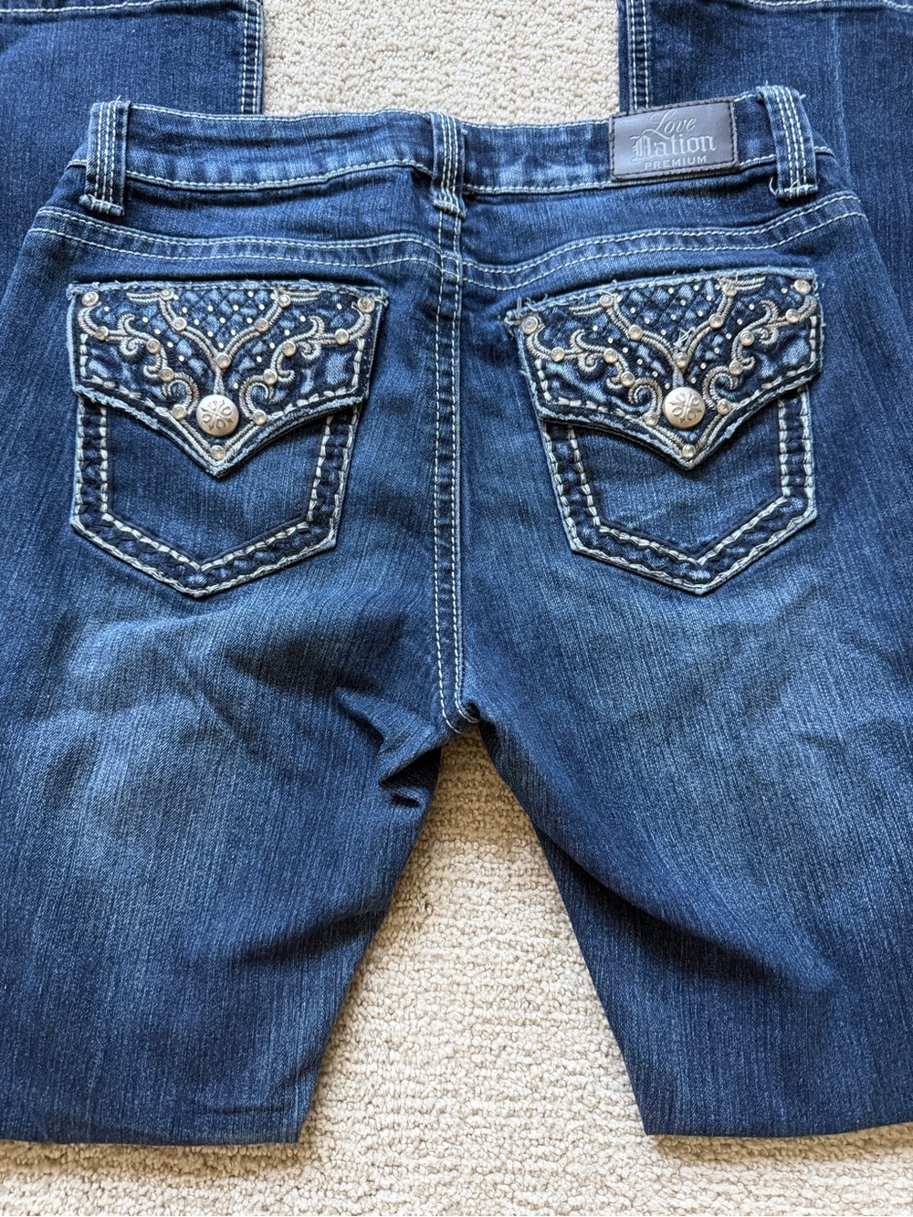 Love Nation Dark Blue Denim Jeans with Embroidered Back Pockets